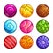 Colorful round jelly icons. Slimy assets for game design.