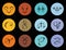 Colorful round zodiac sign horoscope set