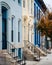 Colorful row houses on 26th Street in Charles Village, Baltimore, Maryland