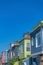 Colorful row of houses against the blue sky at San Francisco, California