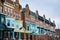 Colorful row houses along Calvert Street in Charles Village, Baltimore, Maryland