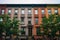 Colorful row houses in Harlem, Manhattan, New York City