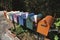 Colorful row of mailboxes