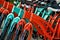 Colorful Row of Rental Bicycles