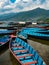 Colorful Rowboats along the Shore of Phewa Lake in Nepal