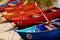 Colorful Rowing Boats Marked with Numbers