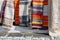 Colorful rugs known as Jarapa, sold in villages all over the Alpujarra region in the Sierra Nevada mountains of Andalucia, Spain