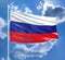 Colorful Russia flag waving in the wind. Flag of Russia background