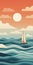 Colorful Sailboat Illustration With Coastal Waves