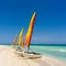 Colorful sailing boat on a cuban beach