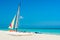 Colorful sailing boats for rent on a cuban beach