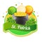 Colorful saint patrick label with balloon and coin