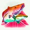 Colorful salmon fish on a white background. 3d illustration. AI Generated