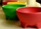 Colorful Salsa Bowls in a row