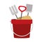 colorful sand bucket and shovel icon