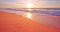 Colorful sand sunset or sunrise above the sea surface,Slow motion waves crashing on sandy shore