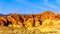 Colorful Sandstone Mountains at the Silica Dome viewpoint in the Valley of Fire State Park in Nevada, USA