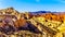 Colorful Sandstone Mountains at the Silica Dome viewpoint in the Valley of Fire State Park in Nevada, USA