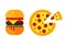 Colorful sandwich cartoon fast food icons isolated restaurant tasty american cheeseburger meat and unhealthy burger meal