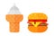 Colorful sandwich cartoon fast food icons restaurant tasty american cheeseburger meat and unhealthy ice cream