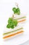 Colorful sandwich with vegetable puree, vertical
