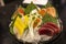 Colorful sashimi dish