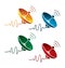 Colorful satellite dish icons on white background. isolated satellite communication icons. eps8.