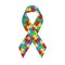 Colorful satin puzzle ribbon as symbol autism awareness. Isolated vector illustration