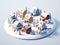 Colorful Scandinavian Nordic House village city circle with snow winter season holiday 3D isometric Generative AI