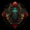 Colorful scarab mandala art on a black background. Generative AI.