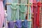 Colorful Scarves on Bamboo Display