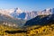 Colorful scenic view of majestic Dolomites mountains in Italian
