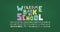 Colorful school chalk font, square shape letters and numbers. Multicolor text Welcome back on green chalkboard, vector
