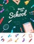 Colorful school supplies, vector illustration