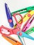 Colorful Scissor Design with Various Paper Pattern Cutting for Children Education in White  Background 23