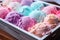 Colorful scoops of ice cream. Generative AI.