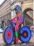 Colorful sculpture of cyclist in Milan