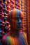A colorful sculpture of a man's head with many different colored pieces, AI