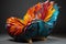 A colorful sculpture of a rooster sitting on a table