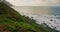 Colorful sea beach, waves foaming and splashing on the rocky shoreline. Ocean waves in open sea at Tenerife north, Anaga