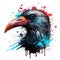 Colorful Seagull Head in Dark Bronze and Azure Neonpunk Style. Perfect for Posters and Web.