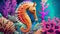 Colorful Seahorse Among Vibrant Coral Reefs.