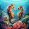 Colorful Seahorses in Coastal Shallows