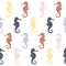 Colorful seahorses. Seamless vector pattern.