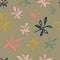 Colorful seamless floral pattern. Abstract print for fabric, wrapping paper and other surfaces. Leaves