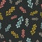 Colorful seamless floral pattern. Abstract print for fabric, wrapping paper and other surfaces. Twigs