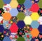 Colorful seamless patchwork pattern with bright flowers. Trendy quilting design. Print for fabric and textile