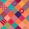 Colorful seamless patchwork pattern. Cute multicolor quilt