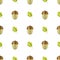 Colorful seamless pattern of acorn and leaves cut out of paper