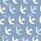 Colorful seamless pattern with birds, clouds. Decorative cute background, funny seagulls